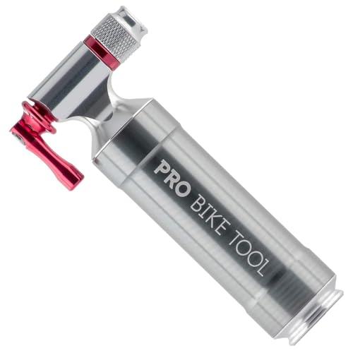 Pro Bike Tool CO2 Inflator mit Kartuschenaufbewahrungskanister schnell, einfach und sicher – für Presta und Schrader – Fahrradreifenpumpe für Rennräder und Mountainbikes – keine CO2-Patronen enthalten