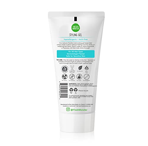 Fresh Monster Kids Hair Styling Gel, Medium Hold Alcohol-Fre