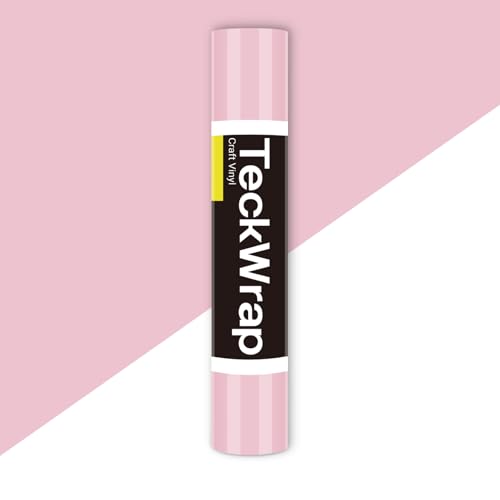 TECKWRAP Pink Permanent Vinyl 12 x 5ft (30.5cm x 153cm), Light Pink Adhesive Vinyl Baby Pink Vinyl Wrap for DIY Crafts, Wall Decals, Car Windows & Home Decor, Glossy Pastel Pink