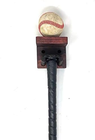 MWCSPORTS Full Size Bat and Ball Rack/Softball Holder Wall Mount Wood Display (Cherry)
