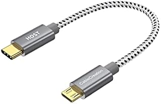 CableCreation Short USB C to Micro USB Cable 0.2m Micro USB to USB C Cable Braided OTG 480Mbps Micro USB Cable to USB C to USB Micro for MacBook Pro Air S22 S21 S20 S10 Pixel etc. Space Gray
