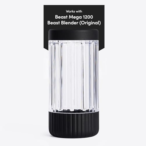 Beast Blending Vessel for Mega 1200 and Original Beast Blender | Ultra-Thick Tritan Blending Vessel + Storage Lid (1200mL, Carbon Black)