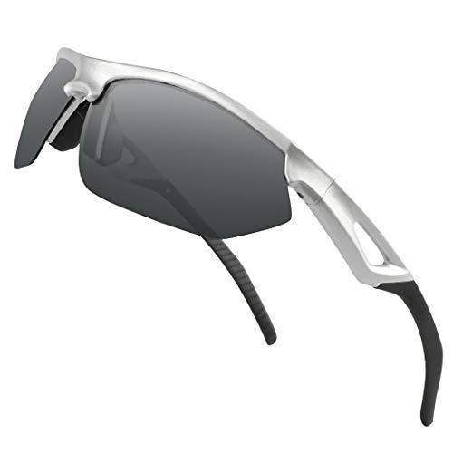 O2O Gafas de sol deportivas polarizadas para hombres, mujeres, adolescentes, ciclismo, conducción, golf, béisbol, ciclismo, pesca, correr (color aluminio)