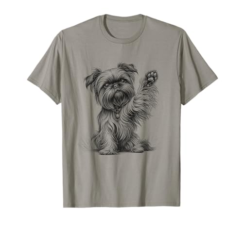 Brussels Griffon Dog Raising Paw Design T-Shirt