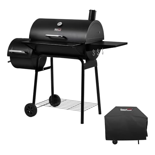 Royal Gourmet CC1830SC Charcoal Grill Offset Smoker with Cover, 811 Square Inches, Black, Outdoor Camping
