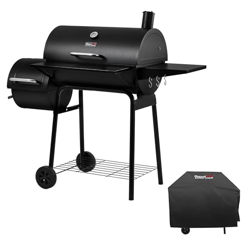 Royal Gourmet CC1830SC Charcoal Grill Offset Smoker with Cover, 811 Square Inches, Black, Outdoor...
