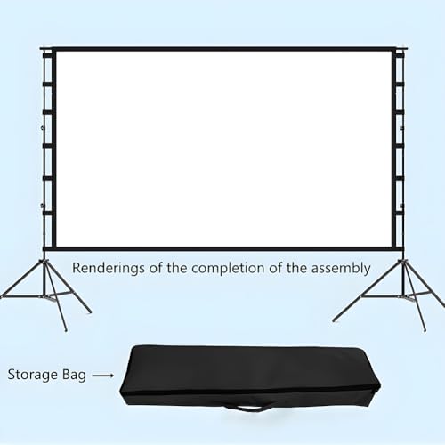 Pantalla de proyector con soporte, pantalla portátil con bolsa de transporte, pantalla de proyección frontal y trasera HD 4K 16:9 para cine en casa y noche de películas al aire libre (60 pulgadas) miniatura 5