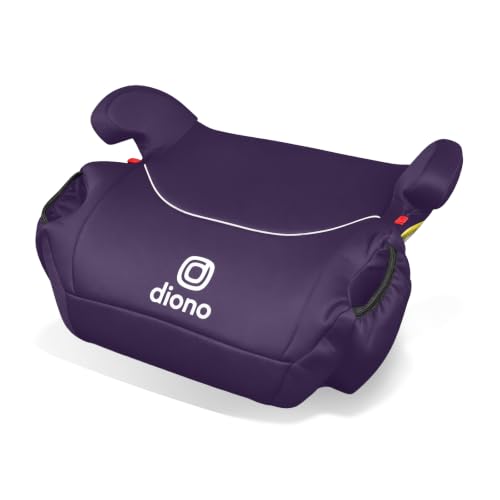 Diono Solana, No Latch, Single Backless Booster Car Seat, Lightweight, Machine Washable Covers, Cup Holders, Purple Wildberry