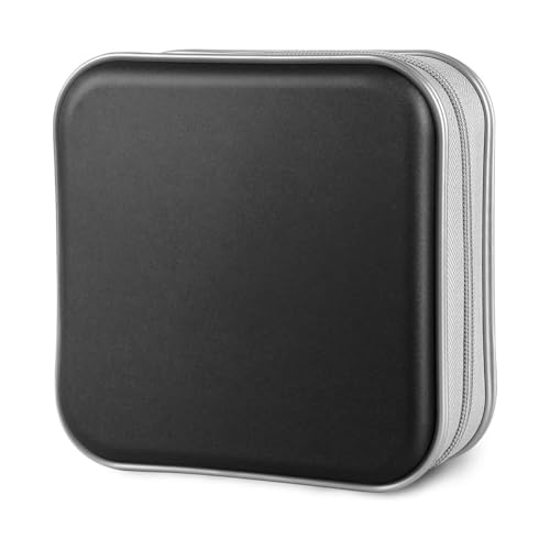 Estojo de CD Suporte de armazenamento de DVD com capacidade 40, caixas de disco de plástico rígido para carro, casa, escritório, viagens, (preto)