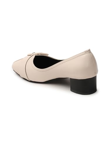 Image of ELLE Women's Square Toe Block Heels Slip-On Pumps with Buckle Detail
