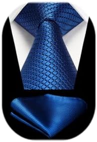 HISDERN Plaid Ties for Men Checked Necktie And Handkerchief Set for Wedding formal Business
