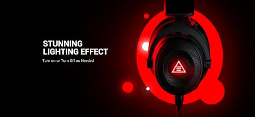 Image of EKSA E900 Pro Gaming Wired Over Ear Headphones with Virtual 7.1 Surround Sound, Noise Cancelling with Mic & Led, Compatible with PC, PS4, PS5, Xbox One (RED and Black)