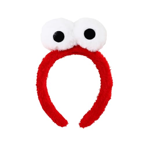 LUZTACT Monster Headband with Big Eyes Plush Cartoon Costume Headwear for Halloween Cosplay Accessories (Red)