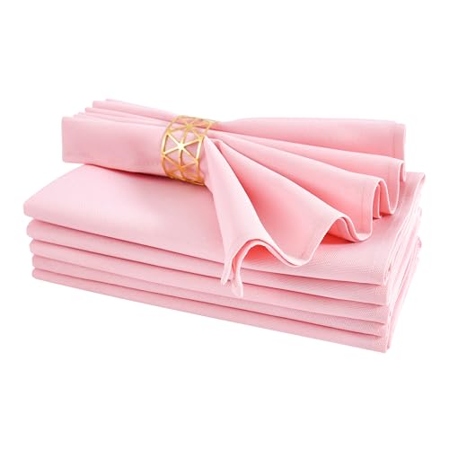 Cloth Napkins Set of 6 Washable Dinner Napkins Square 18X18 Inch Pink Reusable Table Napkin with Hemmed Edges for Hotel Restaurant Wedding Party Banquet Event