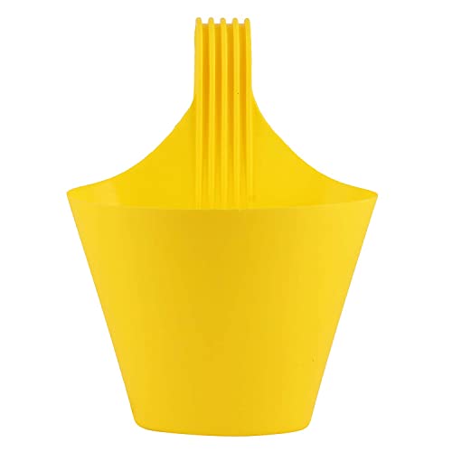 Image of Bharat International Industry Plastic Hanging Plants Hook Pot |Blue Color Railing, Balcony, Garden, Kitchen, Plastic Hook for Flower and Plants | (Hook Pot -Yellow)
