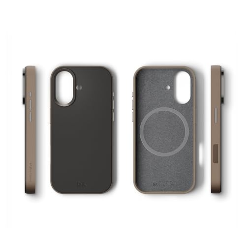 Image of DailyObjects Leatherite Case for iPhone 17 Compatible with MagSafe Wireless Charging | Black-Beige Hybrid Magnetic Back Cover