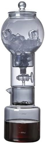 Cold Brew Drip Tower,Iced Coffee Maker with Adjustable Dripper, Stainless Steel Filter Detachable Glass for Home Office
