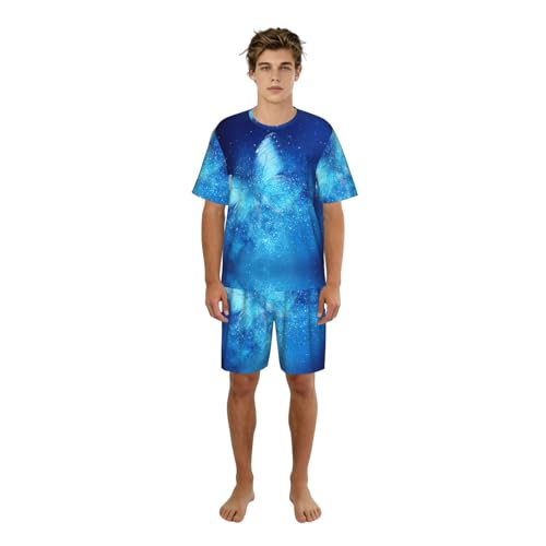 Pyjama homme manches courtes bleu pour des soirées détendues