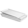 Sweese 703.101 White Serving Platters, Porcelain Serving Trays for Parties, Rectangular Plates - 15.5 Inch, Set of 4