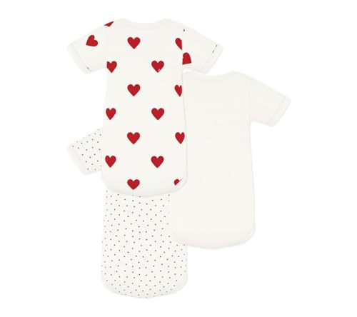 Confezione da 3 body manica corta bebè in cotone motivo cuore - 2