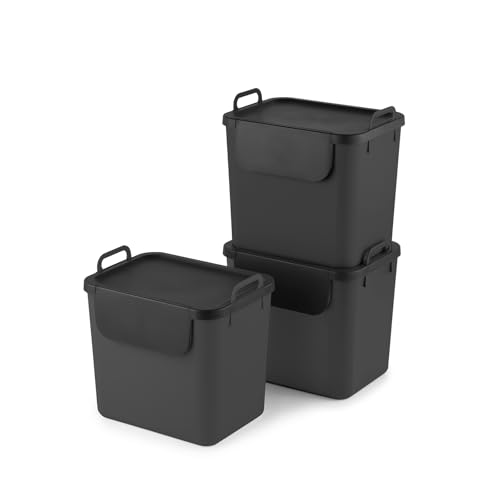 Reviews de Sistemas de clasificación de basura para comprar hoy. 49 Jive Rotho - Sistema de reciclaje de basura (30 L, 30 L, plástico reciclado de polipropileno), color gris oscuro, 3 x 30 l (39,8 x 29,8 x 50,1 cm)