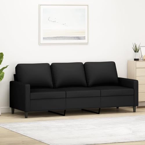 Emmtore Sofa 3-Sitzer, Loungesofa Couch mit Armlehnen Rückenkissen, Wohnzimmersofa Designsofa mit Metallgestell, Sitzmöbel Dreisitzer Samt,Schwarz,180 cm