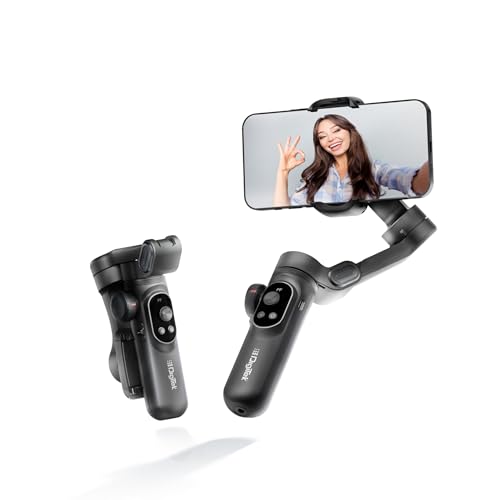 Image of Digitek (DSG-010 PRO) 3-Axis Black Smartphone Gimbal Pocket Size Foldable with Wireless Charging, 8 Creative Filming Modes, OLED Display & AI Face /Object Tracking, Android & iOS