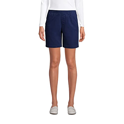 Lands' End Women's Pull On 7In Chino Shorts Deep Sea Navy Regular 10 #TOP11