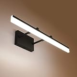 YHTlaeh Adjustable LED Bathroom Vanity Light Fixture Wall Cabinet 18W 24inch Matte Black Natural Whi