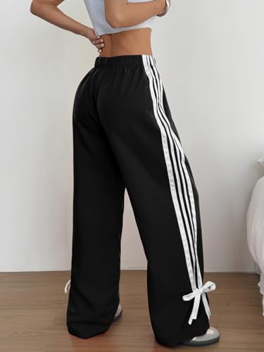 ZAFUL Womens Side Striped Pant Baggy Wide Leg Sweatpants Elastic