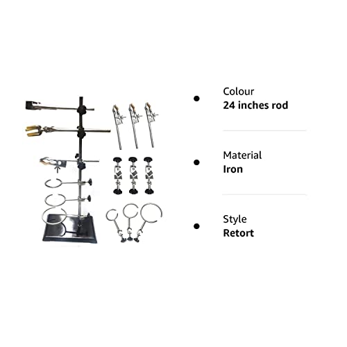 Labworld Retort Stand For Laboratory 24" Steel Rod,iron Heavy Base,bosshead,burette Clamp,retort