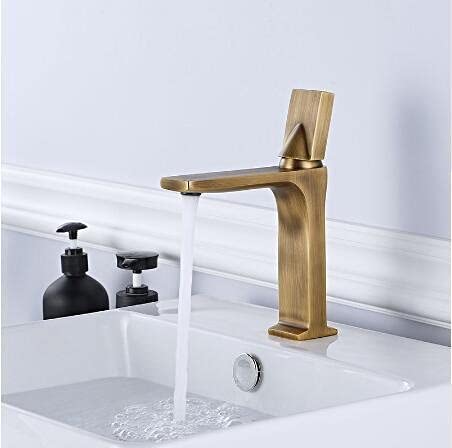 Bathroom Sink Tap White Brass Retro Bathroom Sink Faucet, Single Handle Swivel Spout Kitchen Deck Vessel Mixer Tap, Basin Faucets Basin Taps (Color : Chrome Short) (Antiq