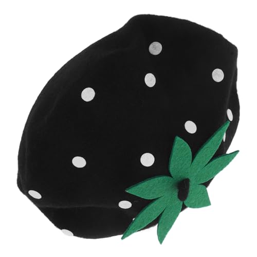Ipetboom Children's Wool Beret Cap Strawberry Design French Beret Hat Boys and Girls Painter's Hat for Parties and Cosplay