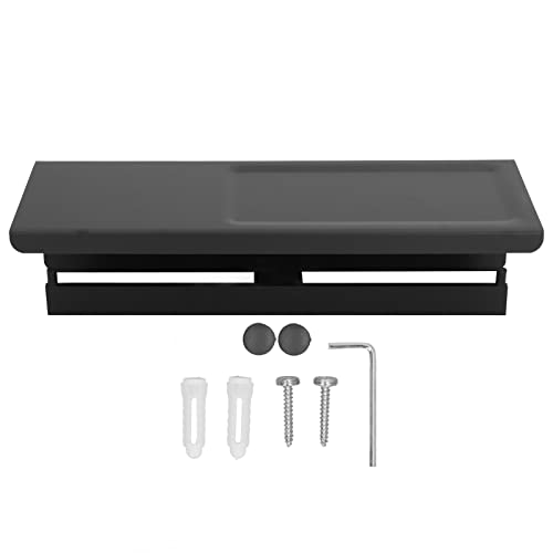 Soporte de papel higiénico Chrees negro con estante impermeable de pared 6