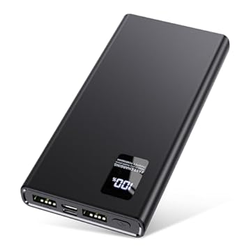 Power Bank 12000 mAh, powerbank piccolo ma forte (USB C input & output) 3A batteria esterna, power bank LED, compatibile con iPhone 14 13 12 Samsung Huawei Xiaomi, nero
