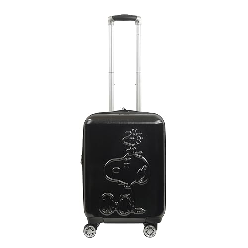 Ful Peanuts 22 Inch Carry On Rolling Luggage, Snoopy and Woodstock Hardshell Suitcase with Wheels, Black