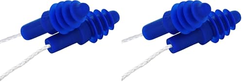 Howard Leight by Honeywell Airsoft Flanged Reusable Earplugs with White Nylon Cord, 100-Pairs (DPAS-30W) (Pack of 2)