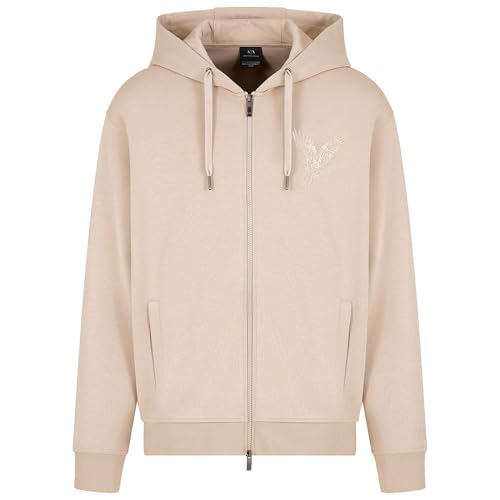 Armani Exchange Men's Embroidered Eagle Cotton Poly Interlock Full Zip Hooded Sweatshirt