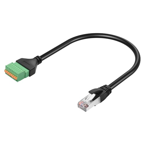 GINTOOYUN RJ45 to 8-Pin Crimped Terminal Cable Cat5 Quick Crimping Spring Ethernet Cable RJ45 8P8C Male to 8-Pin Solderless Detachable Terminal Ethernet Cable for Laptop,Router etc(13.07 Inch)