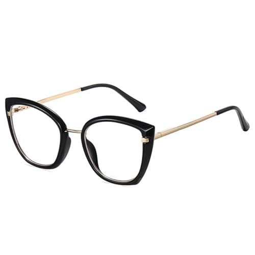 Monture de lunettes rétro en métal œil de chat mixte avec branches à ressort