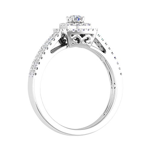 1/2 Carat Double Halo Diamond Ring in 10K Gold2