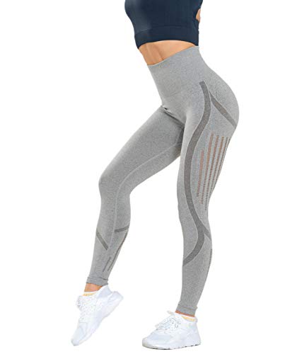 Redqenting Women’s High Waist Seamless Leggings Ankle Yoga Pants Squat Proof Tights Gray