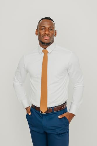 Image of DAZI Men's Skinny Tie, Cotton Wool Linen Necktie, Great for Weddings, Groom, Groomsmen, Missions, Dances, Gifts.