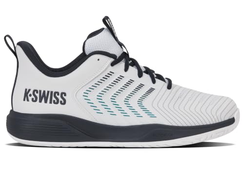 K-Swiss Ultrashot Light Pickleball Tennisplatzschuhe für Herren, Weiß/Carbon/Baltic, 47 EU – Ansicht 1