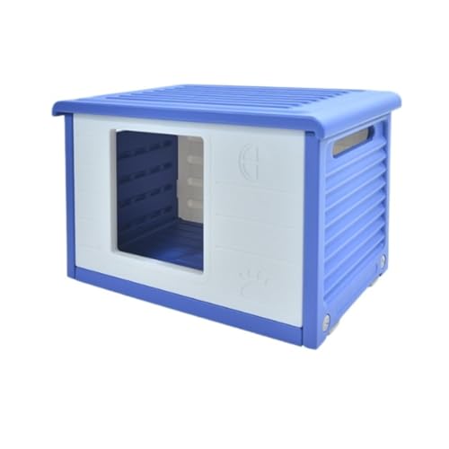 Wyazziv四季通用ペットハウス/キャット・犬向け/防寒耐重通気性良/雨よけ防風/組立簡単 洗え 小型〜大型犬や猫に適 屋外・室内 (blue,門がありません)