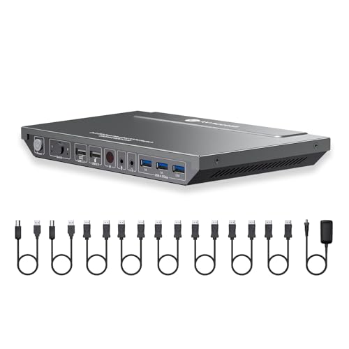 AV Access KVM Switch 2 Ordenadores 2 Monitores DisplayPort 8K@60Hz 4K@165hz/144hz,DP KVM Switch Monitores Duales con Puertos USB 3.0, Salida de Audio IR Remoto, con Todos los Cables