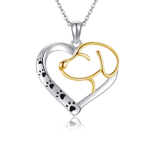 Dog Necklace 925 Sterling Silver Heart Puppy Pendant Necklace Animals Jewelry Present for Women Mom