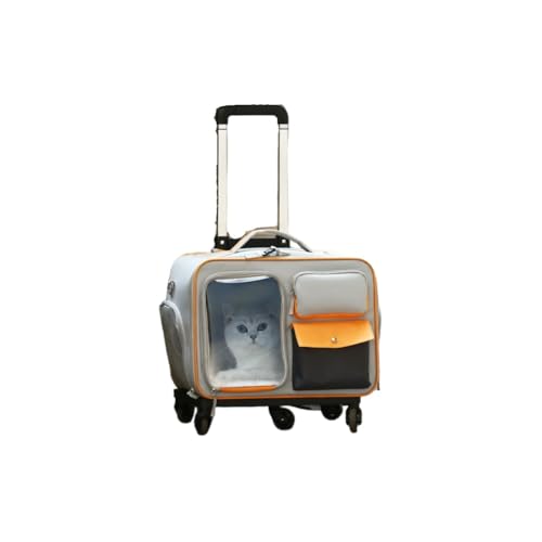 LAJOKING ペットケージ キャスター付き 猫ケージは旅行、訪問、散歩、緊急避難、屋外活動に適しており、通気性があり、手の漏れを防ぎます (D)