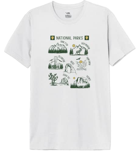 National Park MENAPADTS003 Camisetas, Blanco, M para Hombre