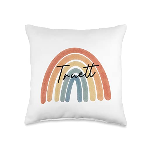 New Born Baby Truett Personalized Gift Rainbow Nursery Throw Pillow
